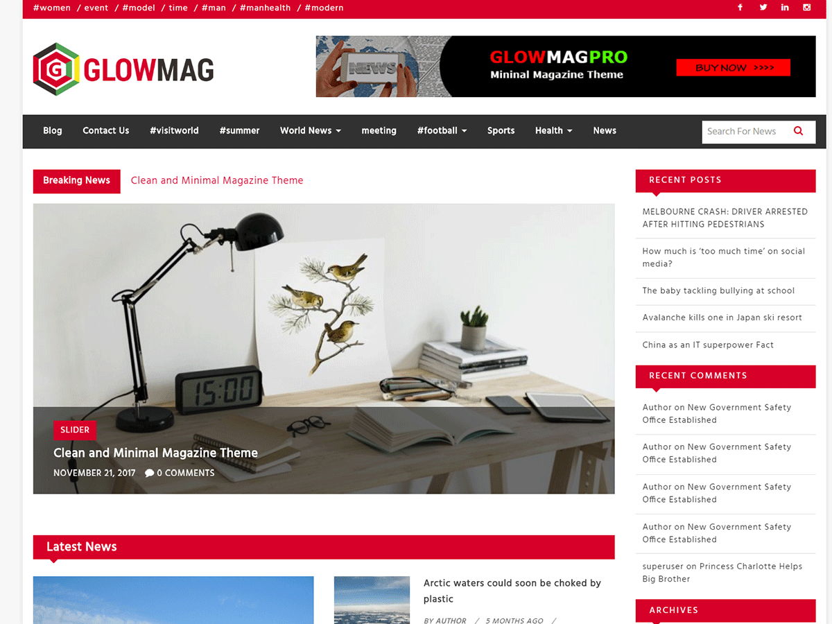 GlowMag WordPress theme screenshot